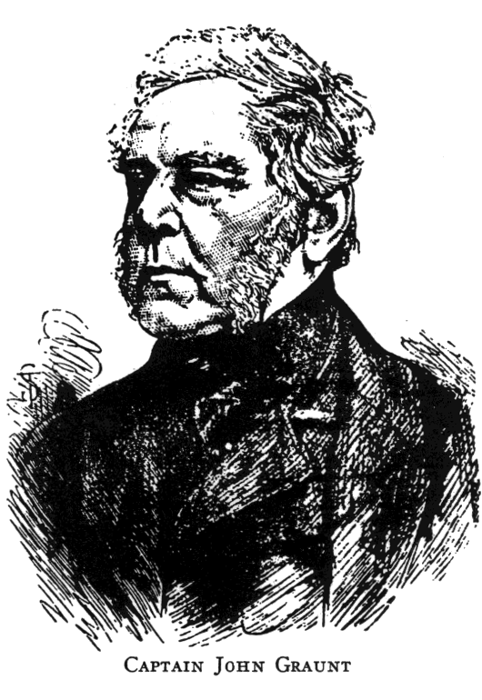 Grabado con el retrato de John Graunt, de busto, con cuello de encaje del siglo XVII